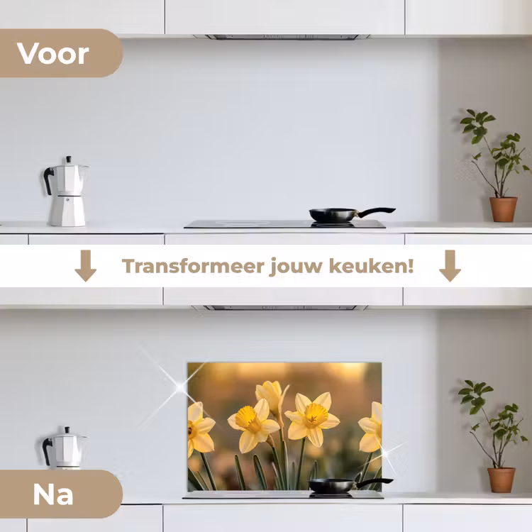Spatscherm keuken - Bloemen - Geel - Wazig — 7