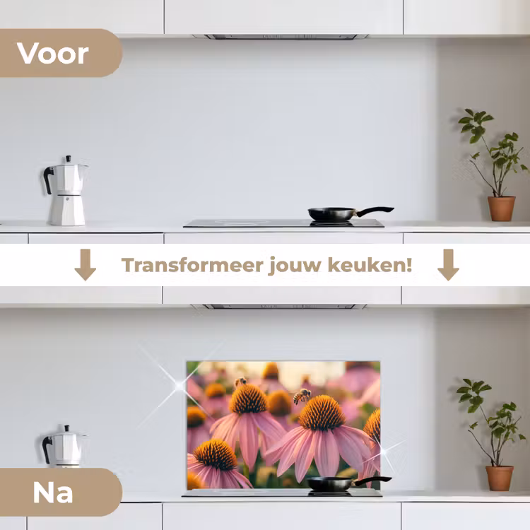 Spatscherm keuken - Bloemen - Paars - Bijen — 7