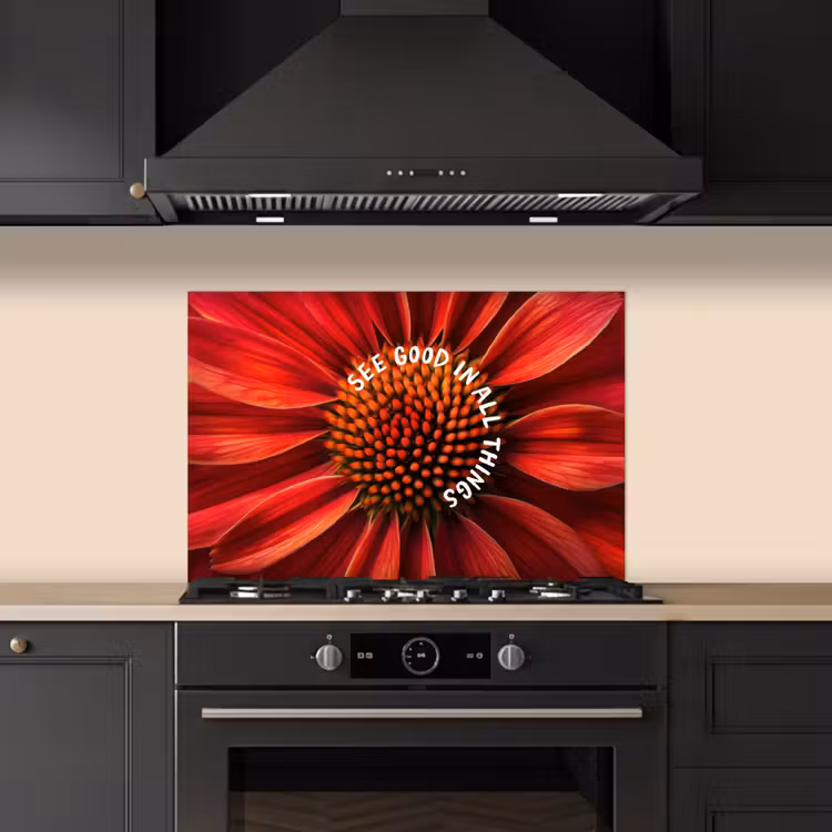 Spatscherm keuken - Close up - Bloem - Quote - Rood — 5