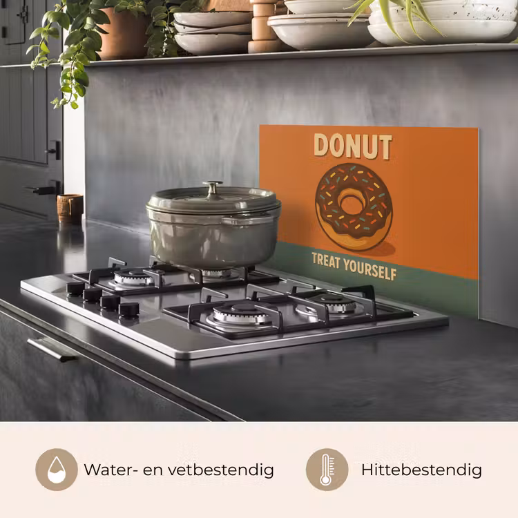 Spatscherm keuken - Donut - Spikkels - Kleurrijk - Quote — 2
