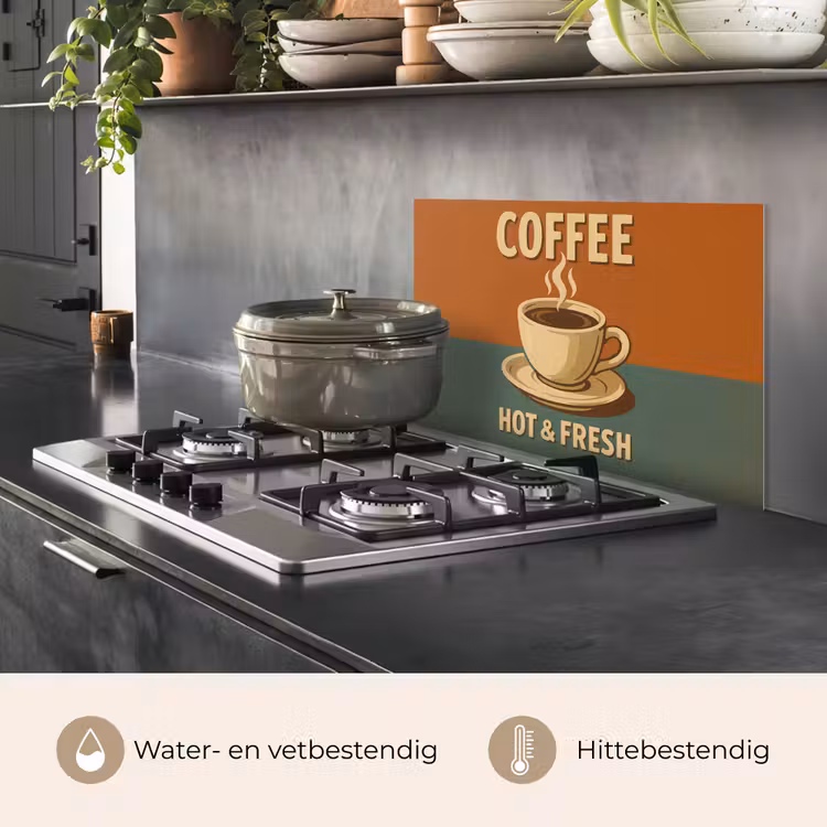 Spatscherm keuken - Koffie - Kop - Vintage - Quote — 2