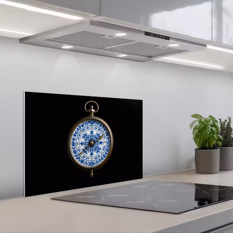 Spatscherm keuken - Kompas - Delfts blauw - Zwart — 1