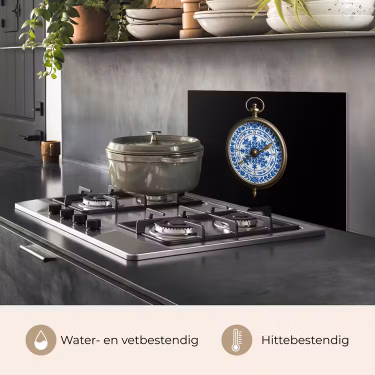 Spatscherm keuken - Kompas - Delfts blauw - Zwart — 2