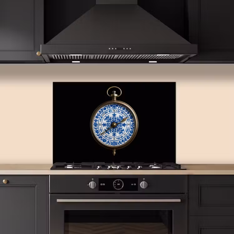 Spatscherm keuken - Kompas - Delfts blauw - Zwart — 5