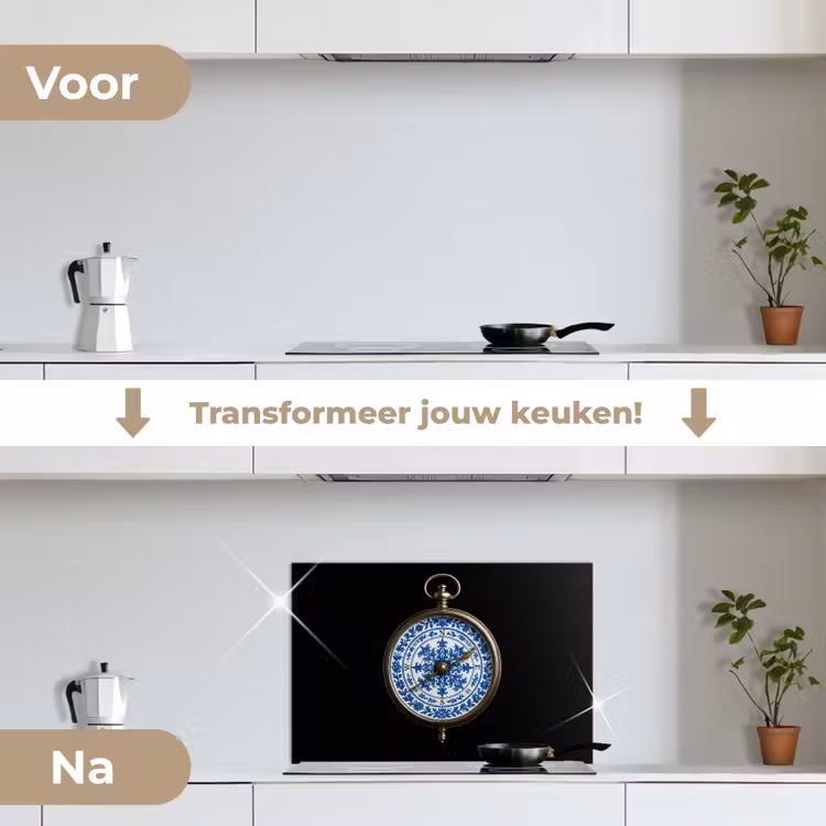 Spatscherm keuken - Kompas - Delfts blauw - Zwart — 7