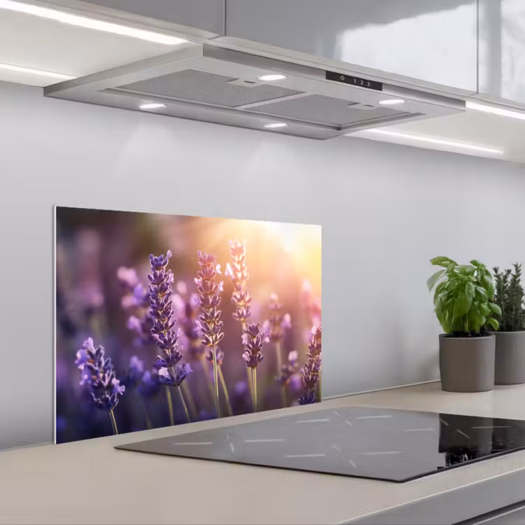 Spatscherm keuken - Lavendelbloemen - Paars - Zonlicht — 1