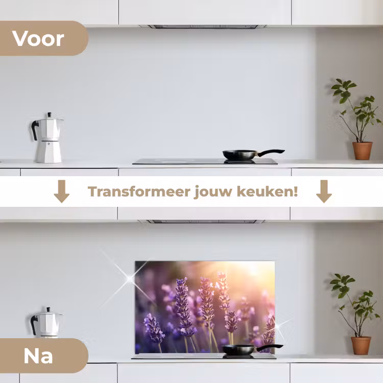 Spatscherm keuken - Lavendelbloemen - Paars - Zonlicht — 7