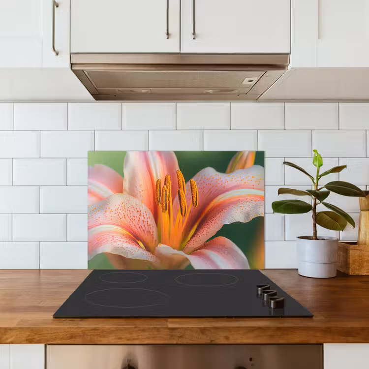 Spatscherm keuken - Lelie - Close up - Lichtroze — 3