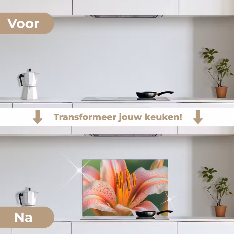 Spatscherm keuken - Lelie - Close up - Lichtroze — 7