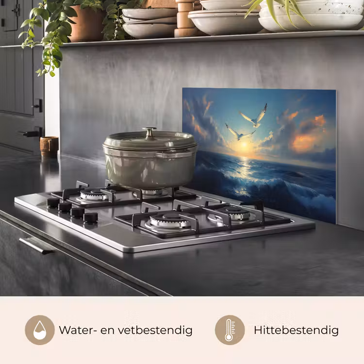 Spatscherm keuken - Meeuwen - Zee - Wolken -Blauw — 2