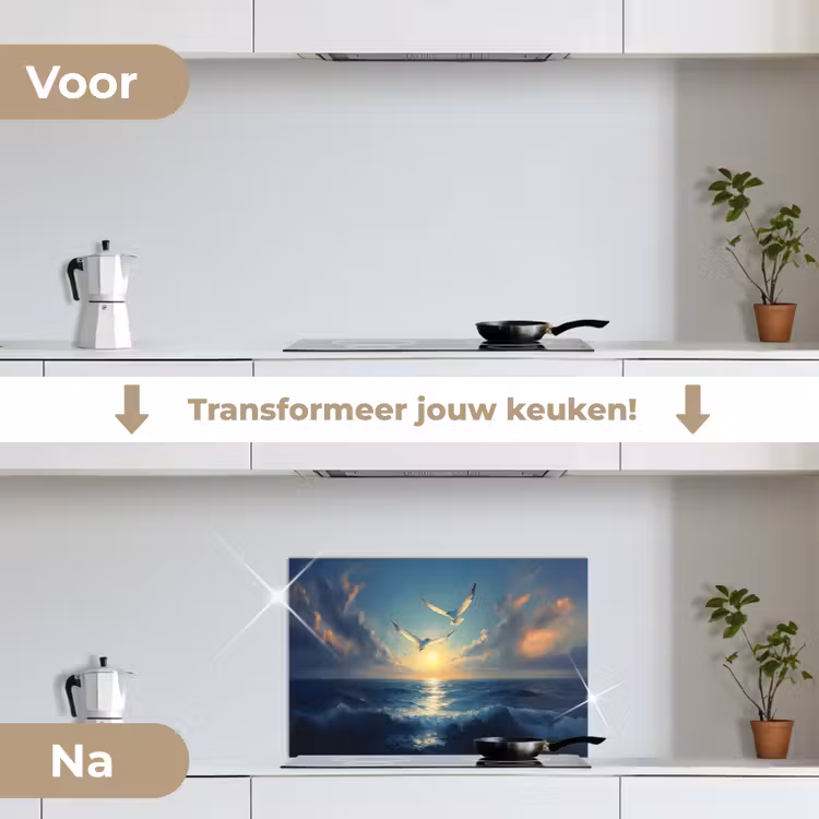 Spatscherm keuken - Meeuwen - Zee - Wolken -Blauw — 7