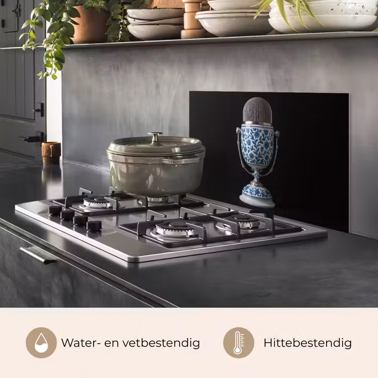 Spatscherm keuken - Microfoon - Delfts blauw - Muziek — 2