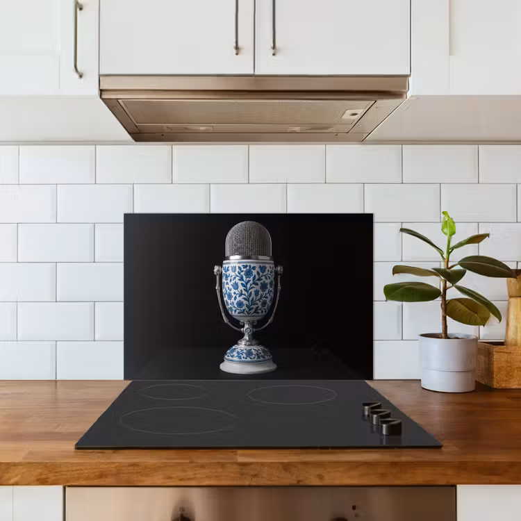 Spatscherm keuken - Microfoon - Delfts blauw - Muziek — 3
