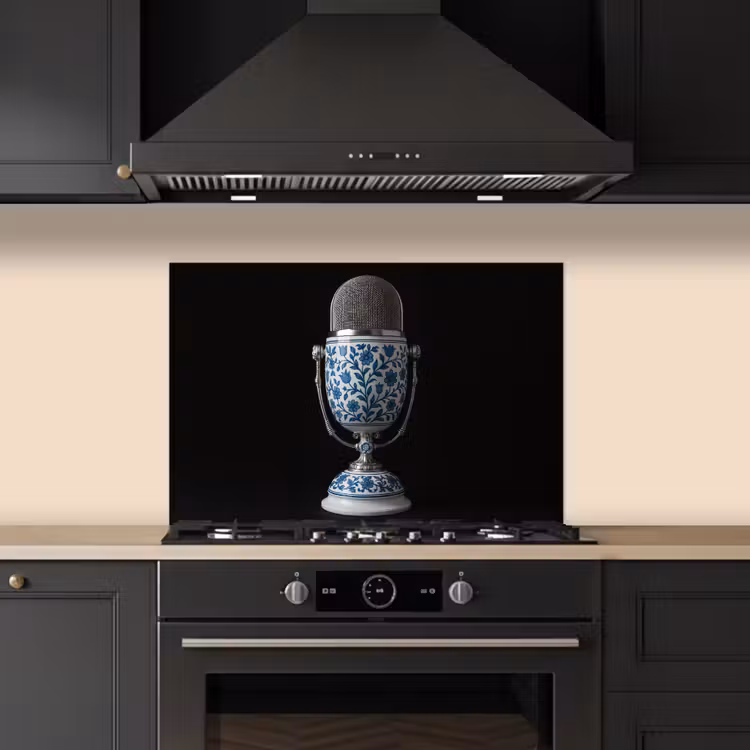 Spatscherm keuken - Microfoon - Delfts blauw - Muziek — 5