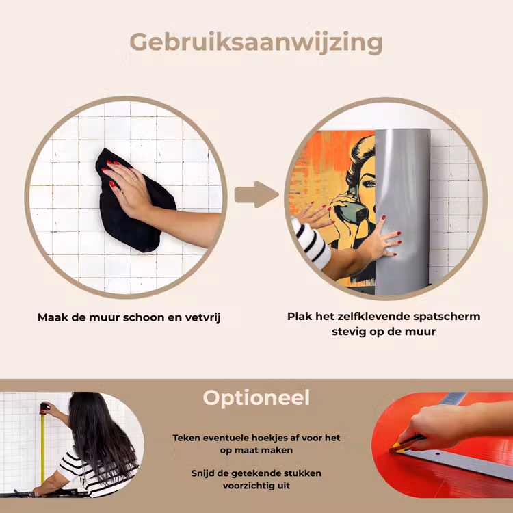 Spatscherm keuken - Retro - Vrouw - Koptelefoon - Oranje — 6