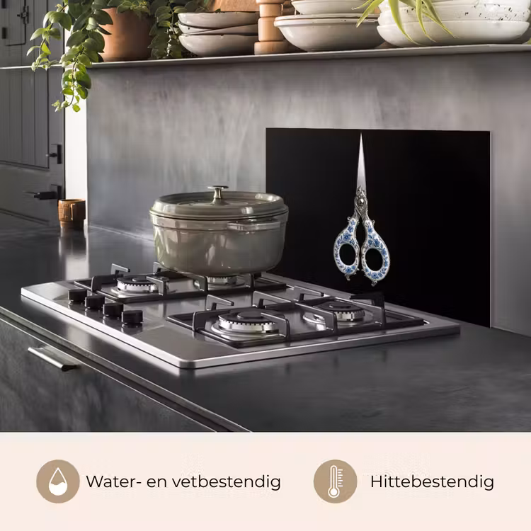 Spatscherm keuken - Schaar - Delfts blauw - Zwart — 2