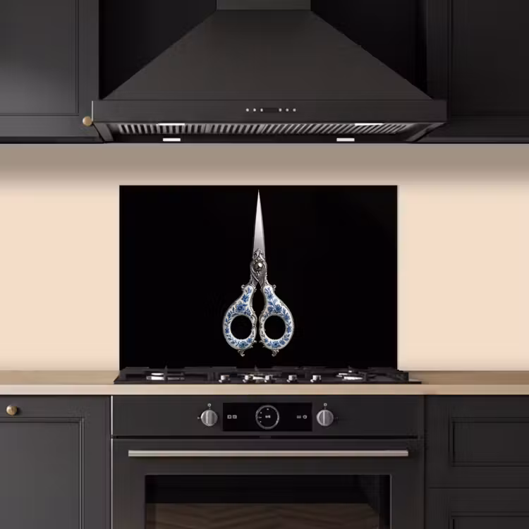 Spatscherm keuken - Schaar - Delfts blauw - Zwart — 5