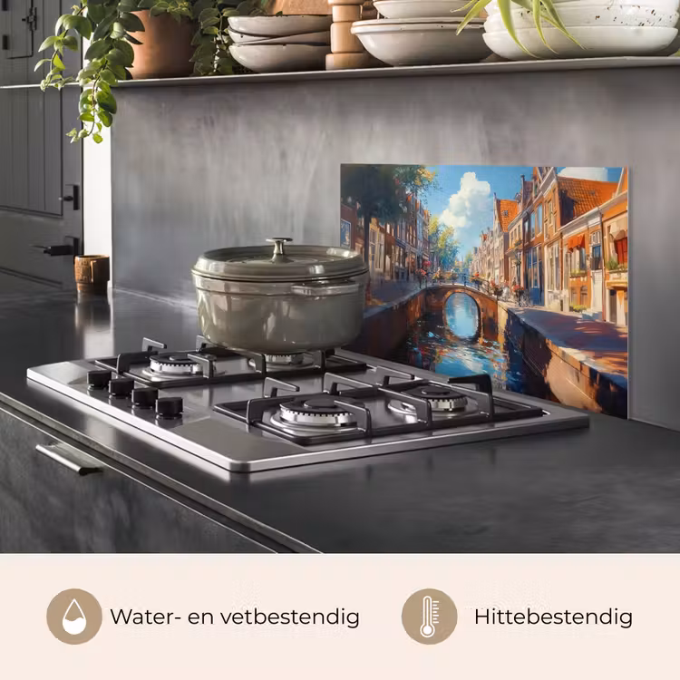 Spatscherm keuken - Stad - Gracht - Zon - Fietsen — 2