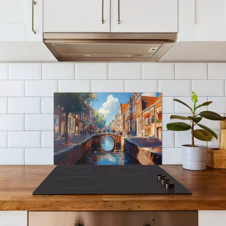 Spatscherm keuken - Stad - Gracht - Zon - Fietsen — 3