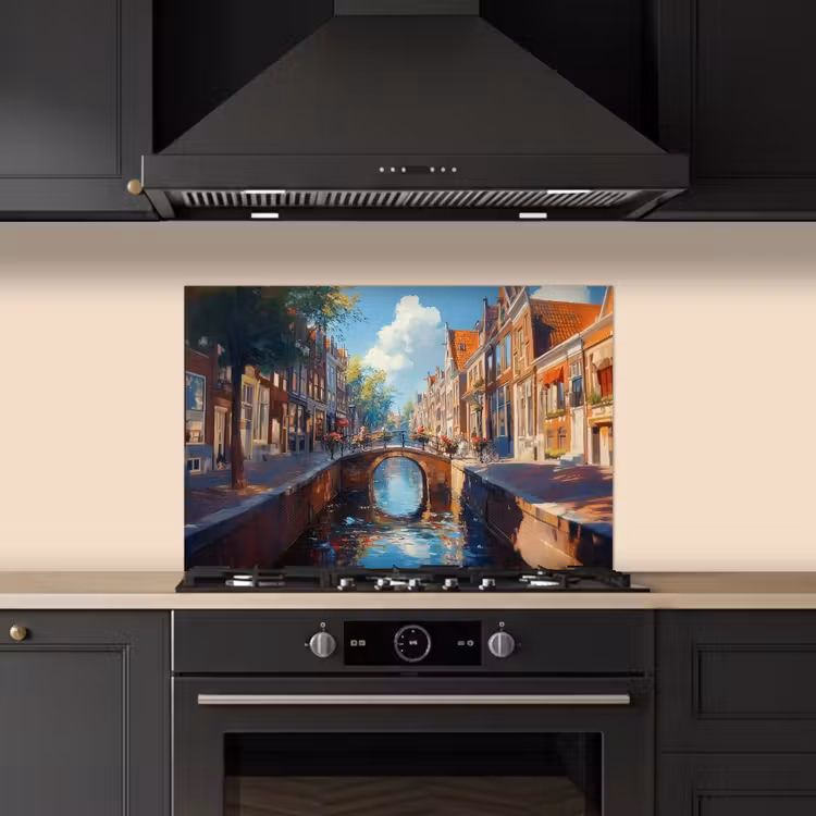 Spatscherm keuken - Stad - Gracht - Zon - Fietsen — 5