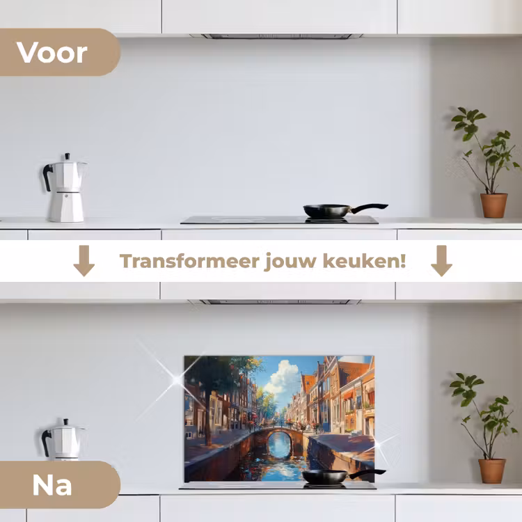 Spatscherm keuken - Stad - Gracht - Zon - Fietsen — 7