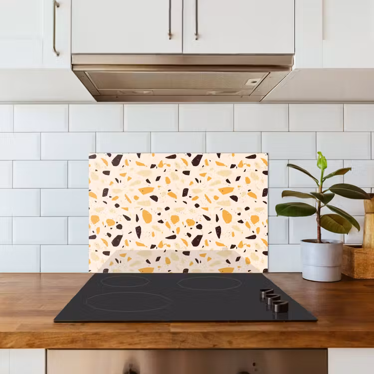 Spatscherm keuken - Terrazzo -  Patroon - Geel - — 3
