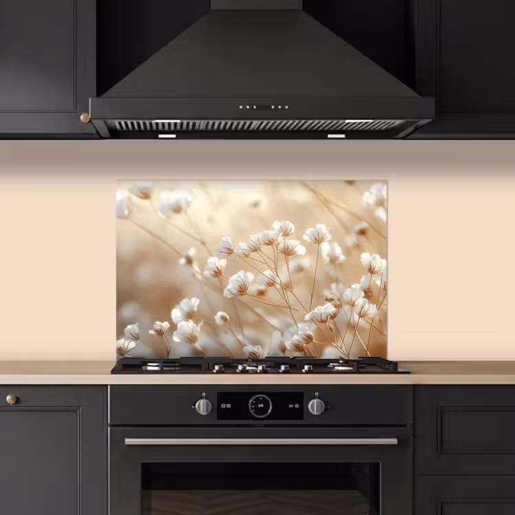 Spatscherm keuken - Wilde - Bloemen - Wit — 5