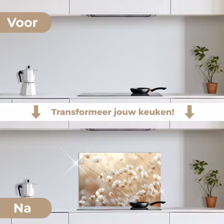 Spatscherm keuken - Wilde - Bloemen - Wit — 7