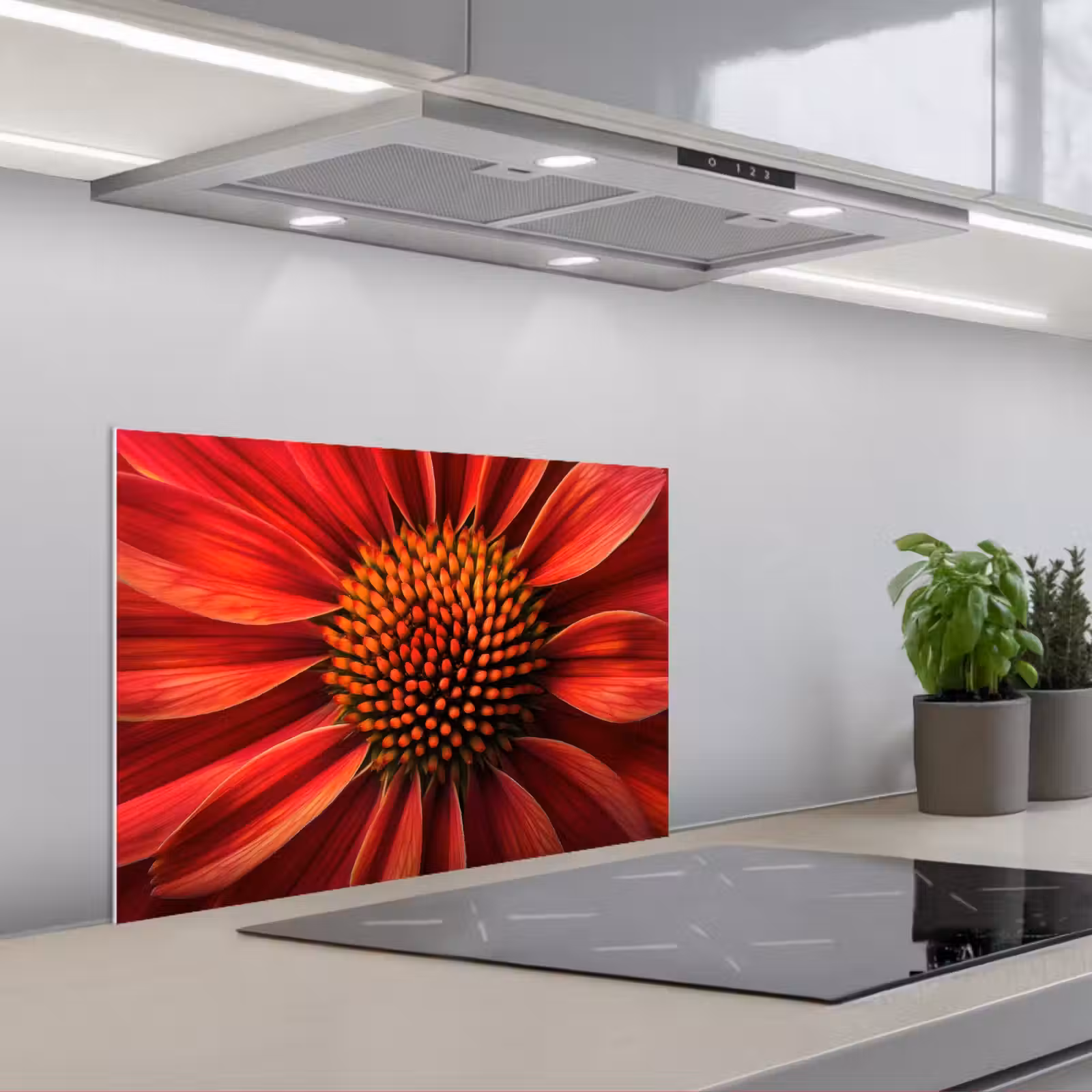 Spatscherm keuken - Close up - Bloem- Rood — 1