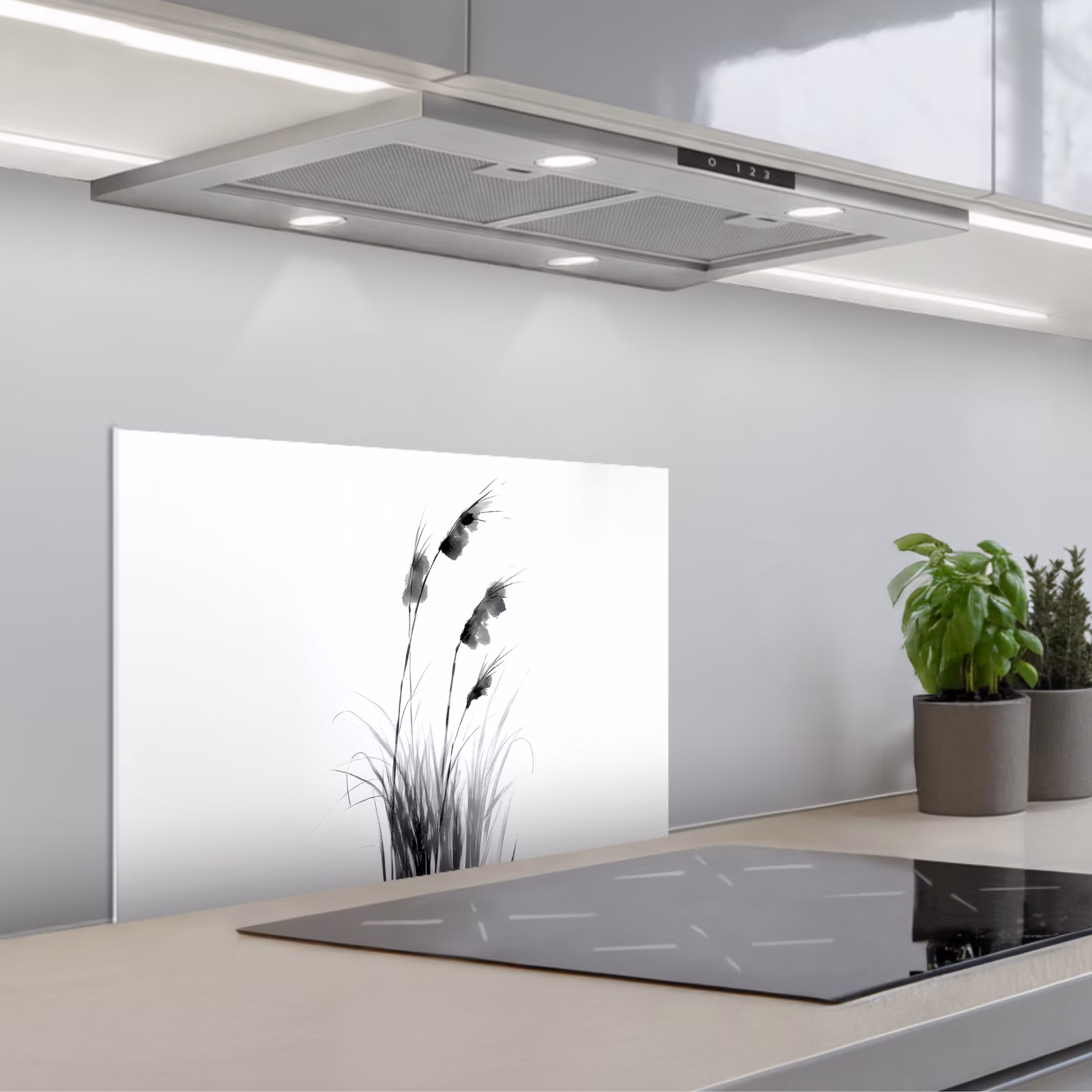 Spatscherm keuken - Minimalistisch - Stelen - Wit — 1