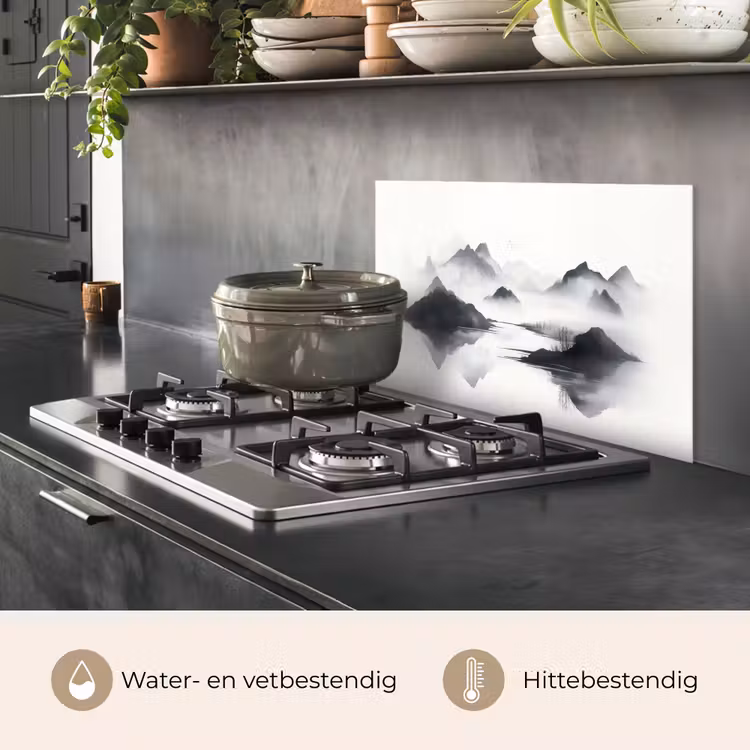 Spatscherm keuken - Bergen - Mistig - Water - Wit — 2