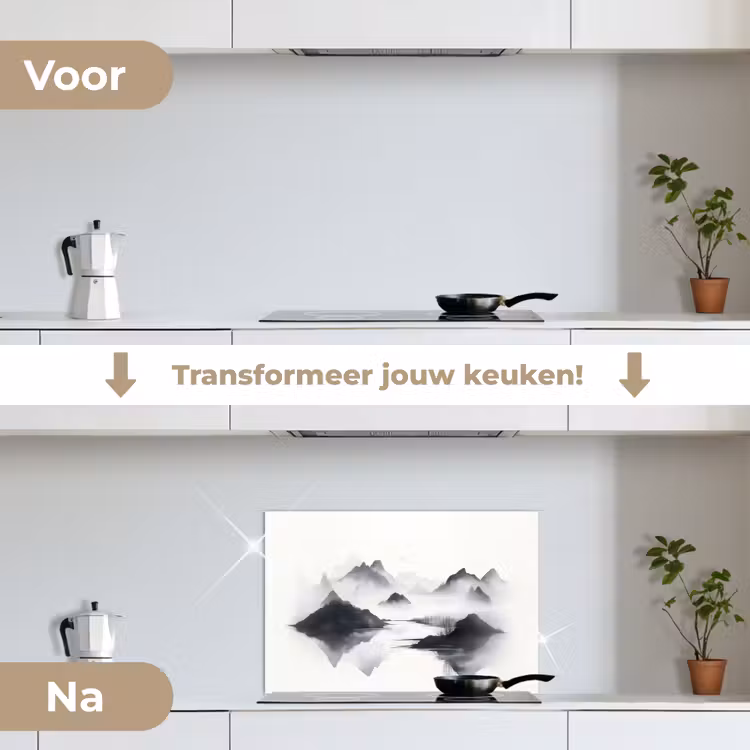 Spatscherm keuken - Bergen - Mistig - Water - Wit — 7