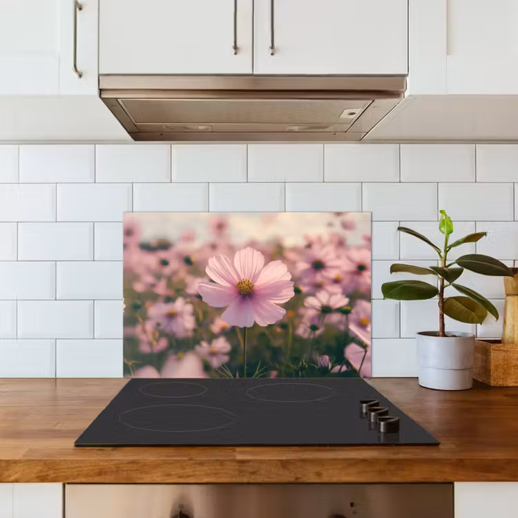Spatscherm keuken - Bloemen - Paars - Wazig — 3