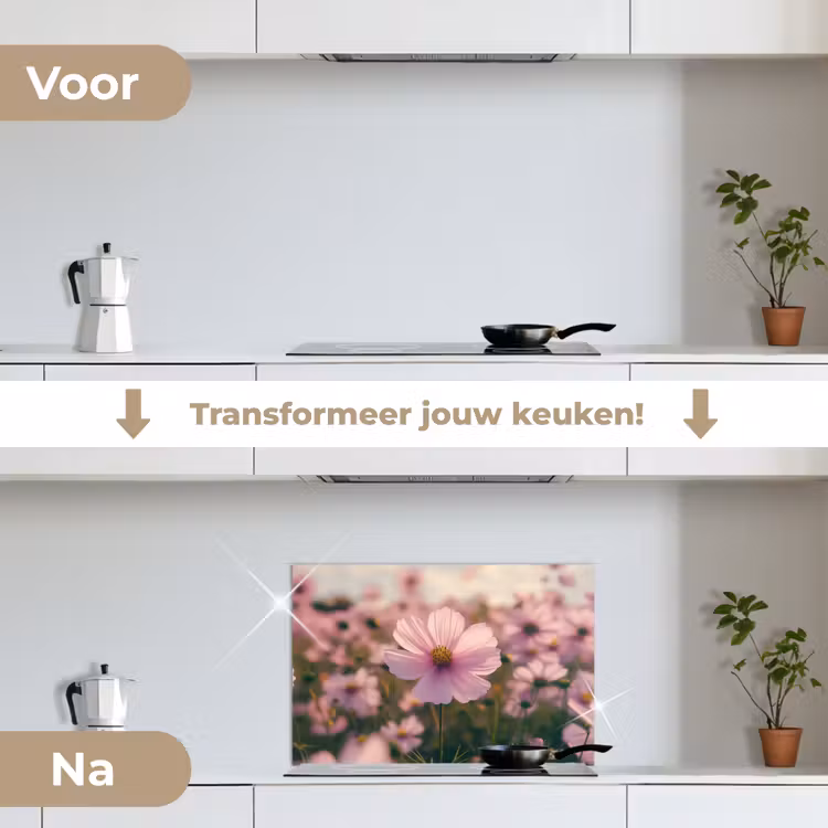 Spatscherm keuken - Bloemen - Paars - Wazig — 7