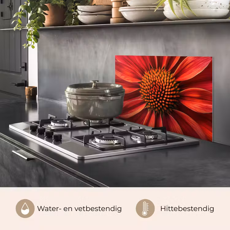 Spatscherm keuken - Close up - Bloem- Rood — 2