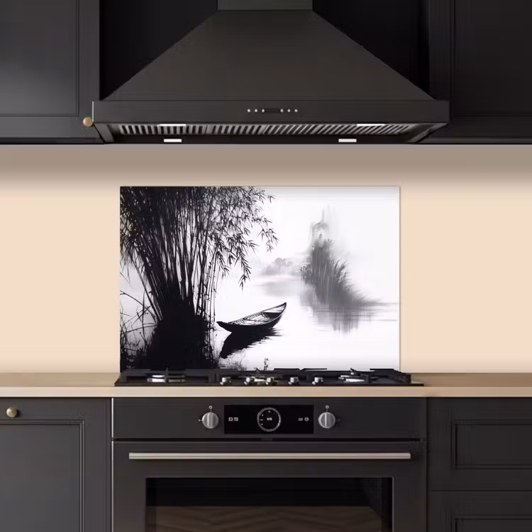 Spatscherm keuken - Boot - Rivier - Bamboe - Wit — 5