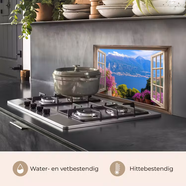 Spatscherm keuken - Doorkijk - Berg - Landschap - Uitzicht - Meer — 2