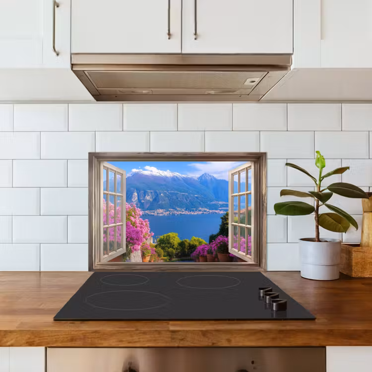 Spatscherm keuken - Doorkijk - Berg - Landschap - Uitzicht - Meer — 3