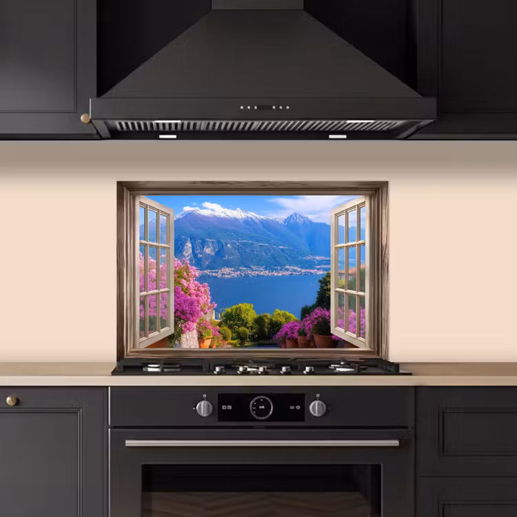 Spatscherm keuken - Doorkijk - Berg - Landschap - Uitzicht - Meer — 5