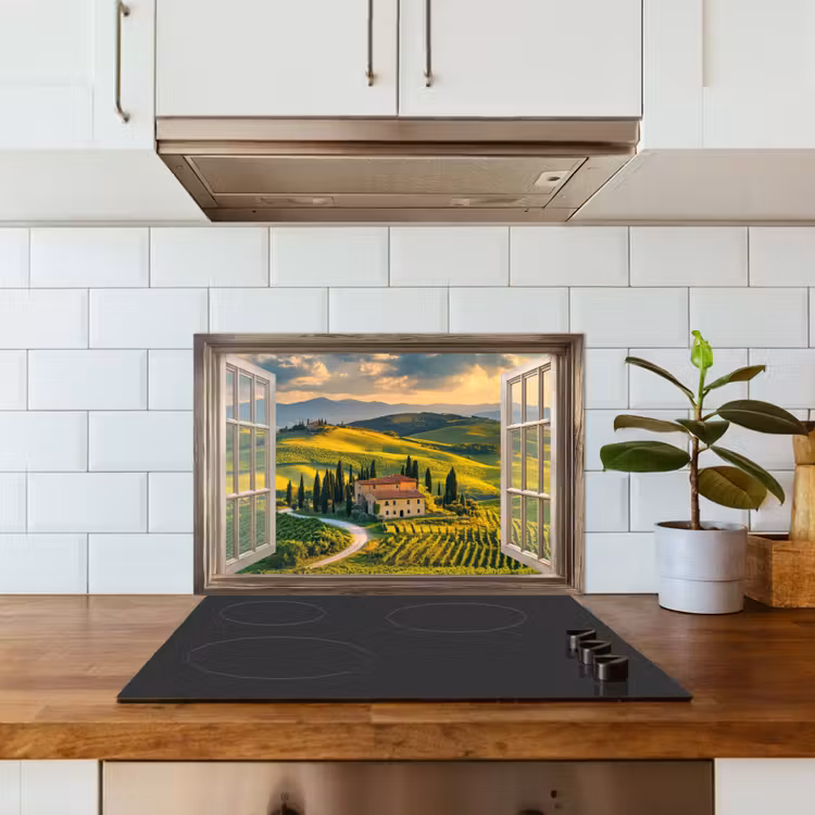 Spatscherm keuken - Doorkijk - Toscane - Uitzicht - Landschap - Zomer — 3