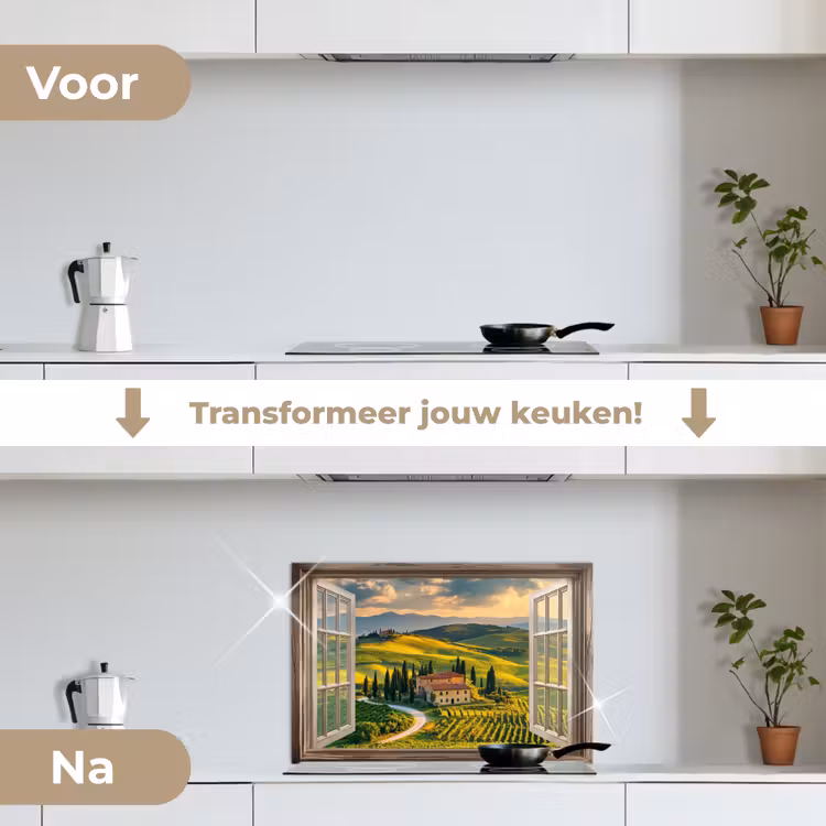 Spatscherm keuken - Doorkijk - Toscane - Uitzicht - Landschap - Zomer — 7
