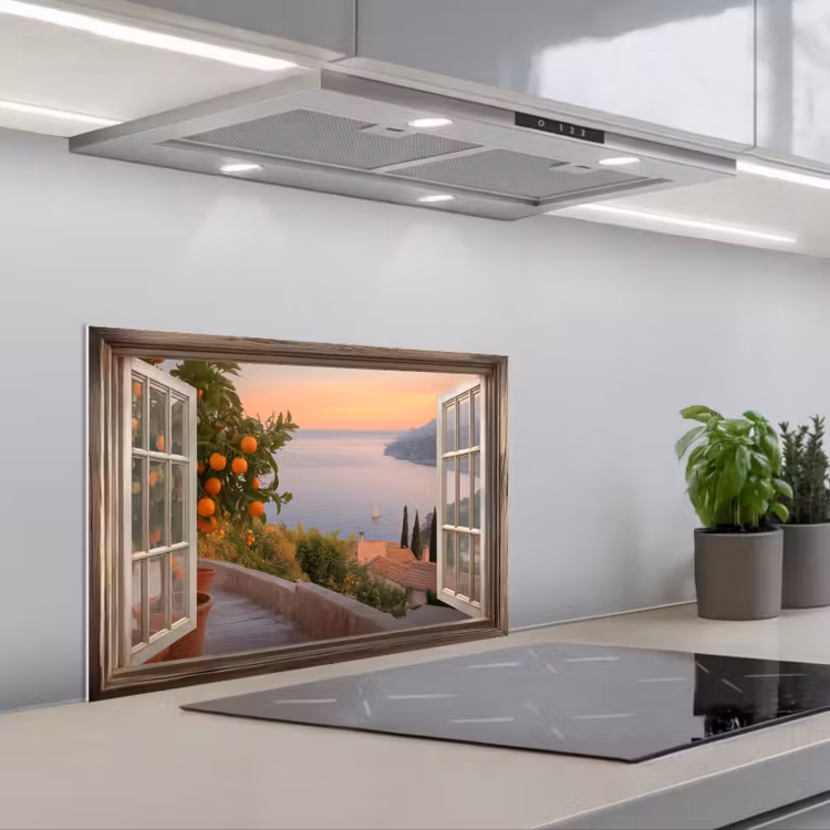 Spatscherm keuken - Doorkijk - Uitzicht - Meer - Landschap — 1