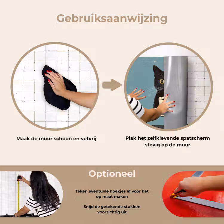 Spatscherm keuken - Kat - Zwart - Koffie - Minimalistisch — 6