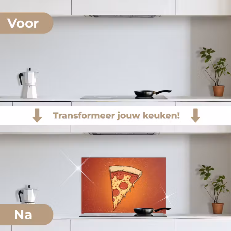 Spatscherm keuken - Pizza - Kaas - Rood - Pepperoni — 7