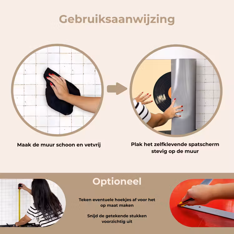 Spatscherm keuken - Vinylplaat - Zwart - Verfspatten - Retro — 6