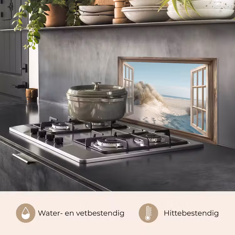 Spatscherm keuken - Doorkijk - Helmgras - Duinen - Zee - Landschap — 2