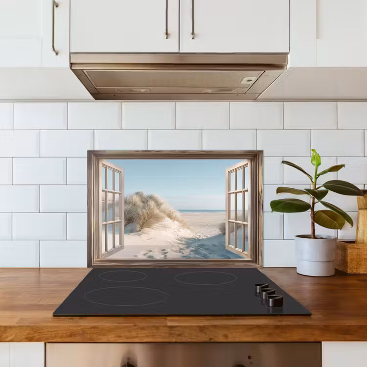 Spatscherm keuken - Doorkijk - Helmgras - Duinen - Zee - Landschap — 3