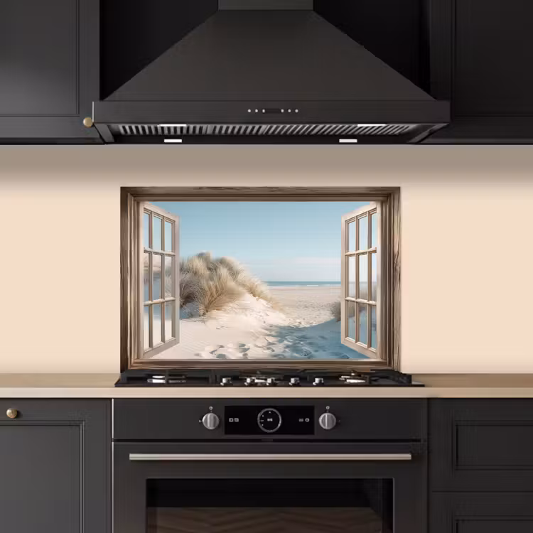 Spatscherm keuken - Doorkijk - Helmgras - Duinen - Zee - Landschap — 5
