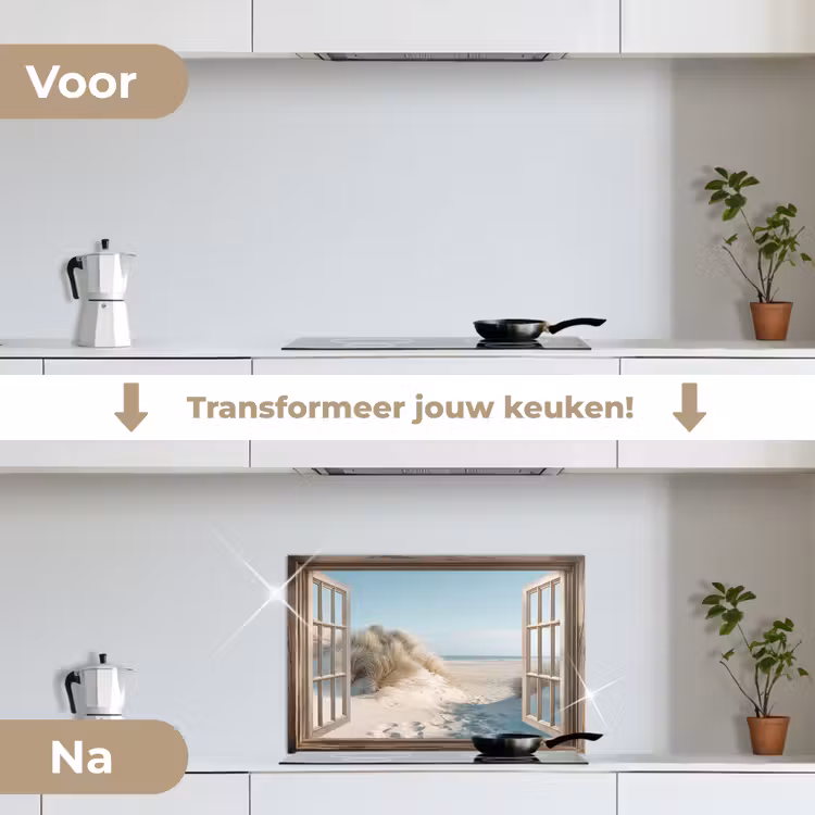 Spatscherm keuken - Doorkijk - Helmgras - Duinen - Zee - Landschap — 7