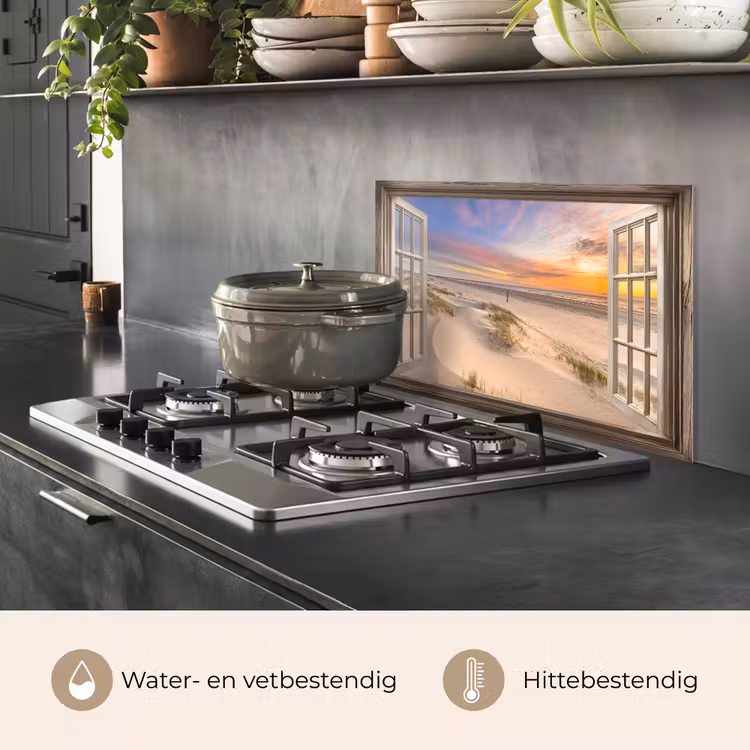 Spatscherm keuken - Doorkijk - Strand - Duinen - Natuur - Landschap — 2